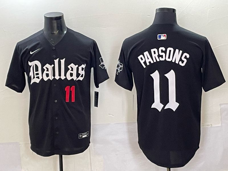 Men 2025 Nike Dallas Cowboys #11 Parsons Black 5th generation Joint Name Limited NFL Jersey 01